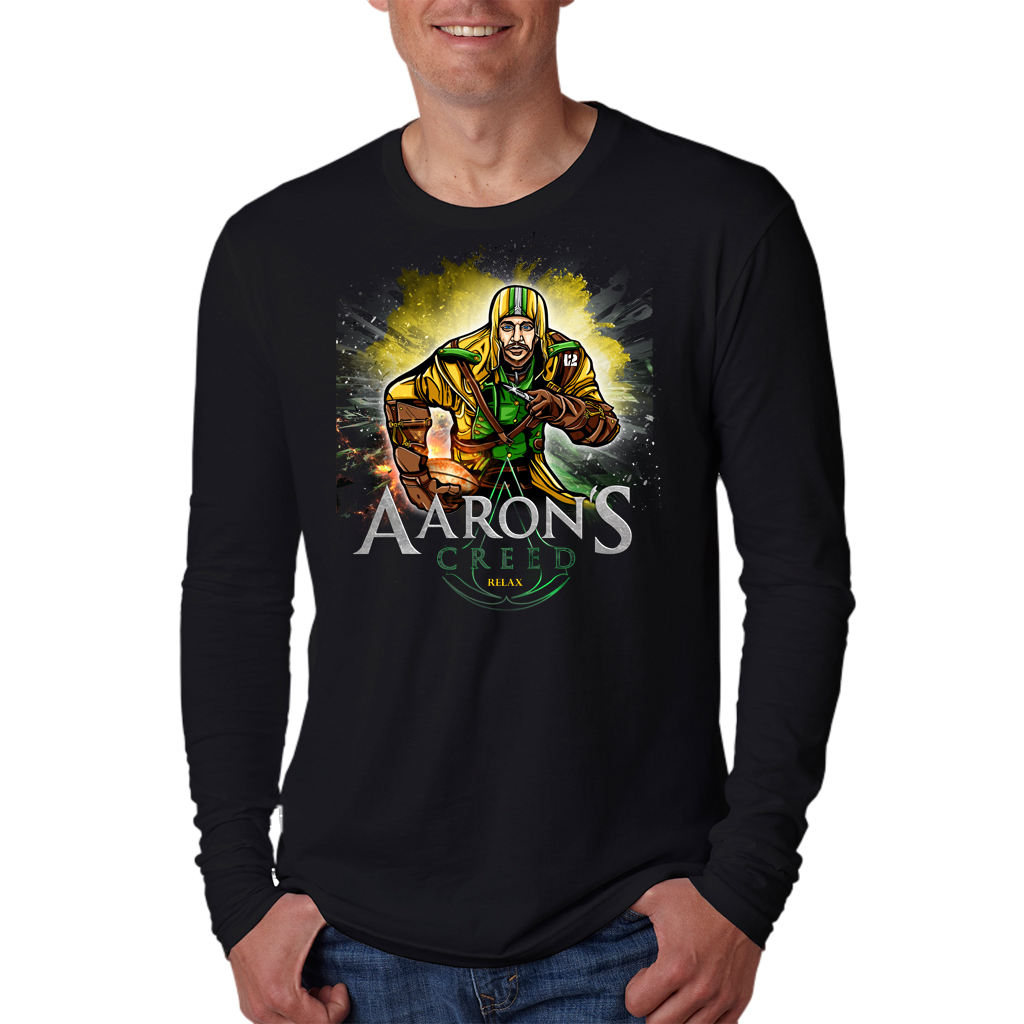 Aaron's Creed Men's Black Long Sleeve T-Shirt - Die Hard Packer Fan