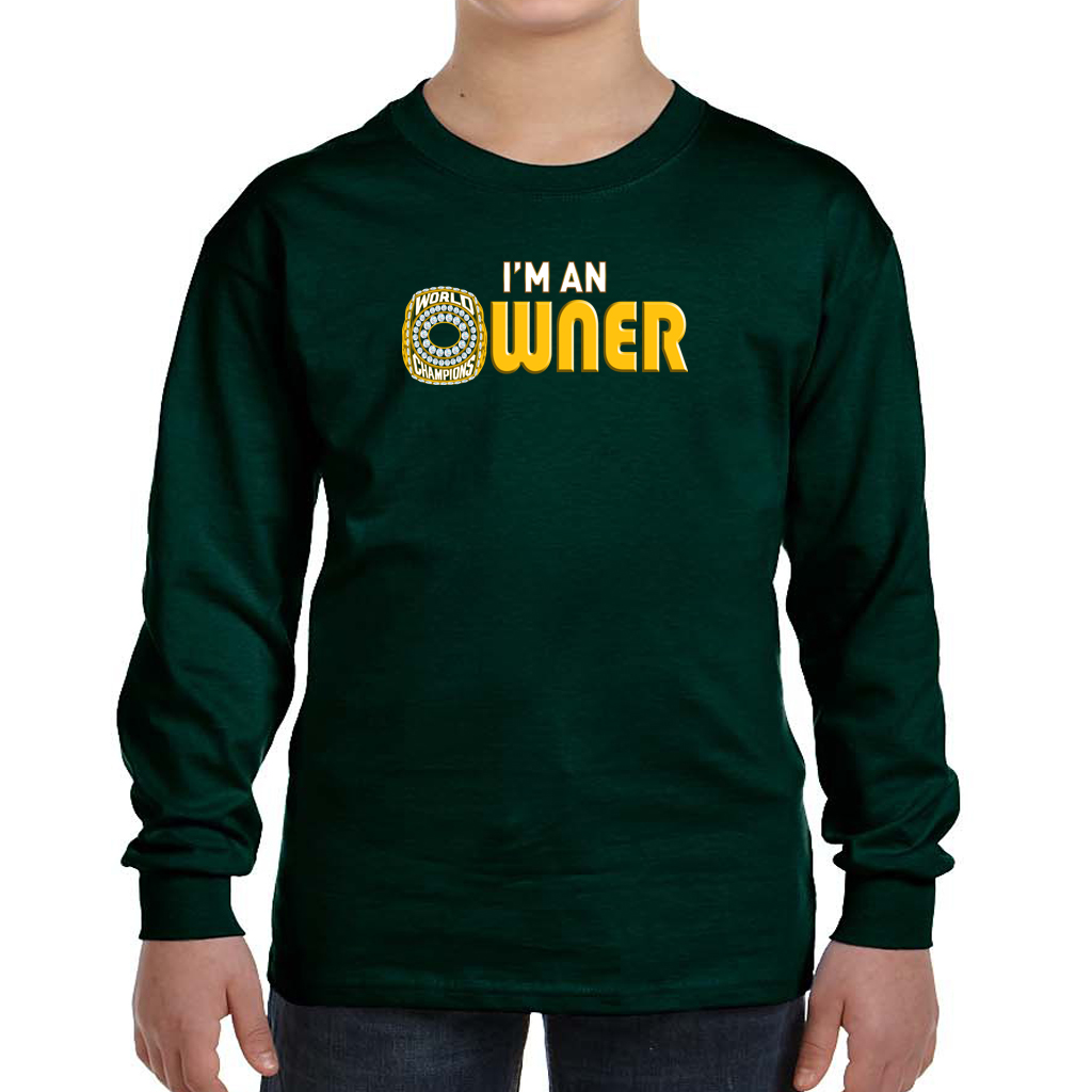 Owner Super Bling Women's Green Long Sleeve T-Shirt - Die Hard Packer Fan