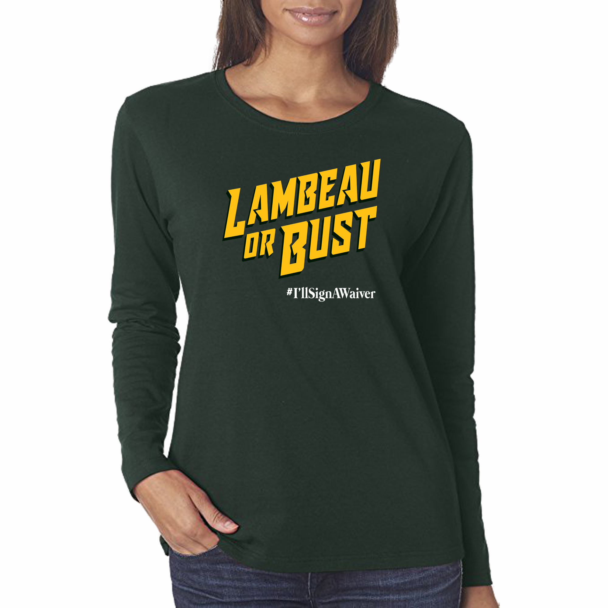 Lambeau or Bust Women's Green Long Sleeve T-Shirt - Die Hard