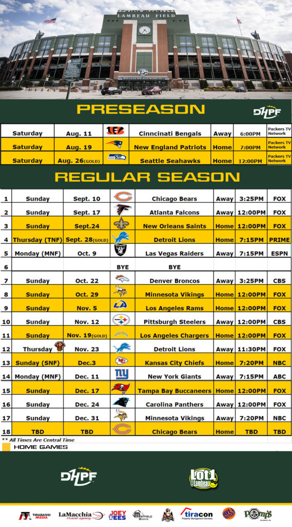 Green Bay Packers Schedule 2024 Gold Package Lita Sherri