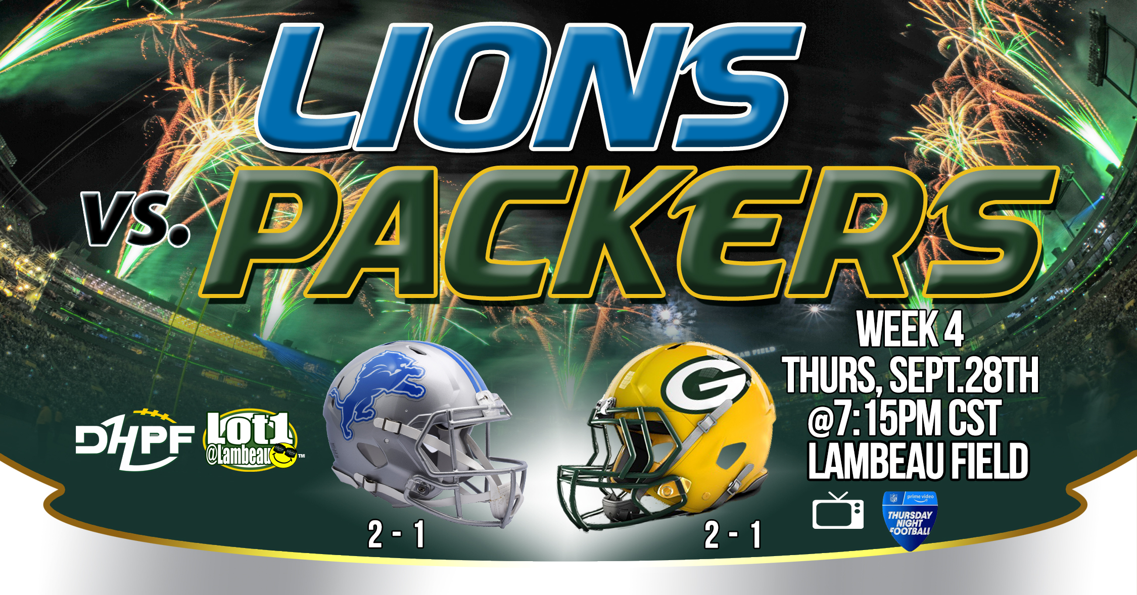 Packers-Lions game set for Sunday night at Lambeau Field